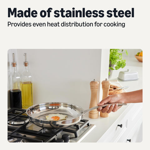 Amazon Basics sauté pan lid steam vent highlighting controlled steaming benefit