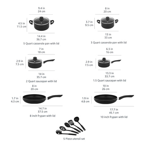 Amazon Basics cookware in use on stovetop demonstrating even heating advantage