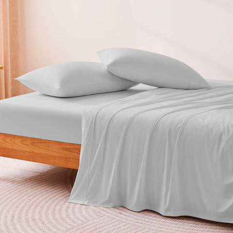 Amazon Basics close-up of nylon-spandex knit texture revealing breathability and soft smooth feel for cooler sleep
