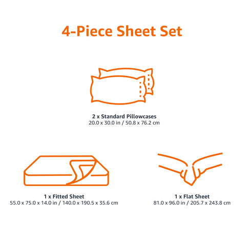 Amazon Basics fitted sheet next to ruler showing mattress depth fit and easy installation