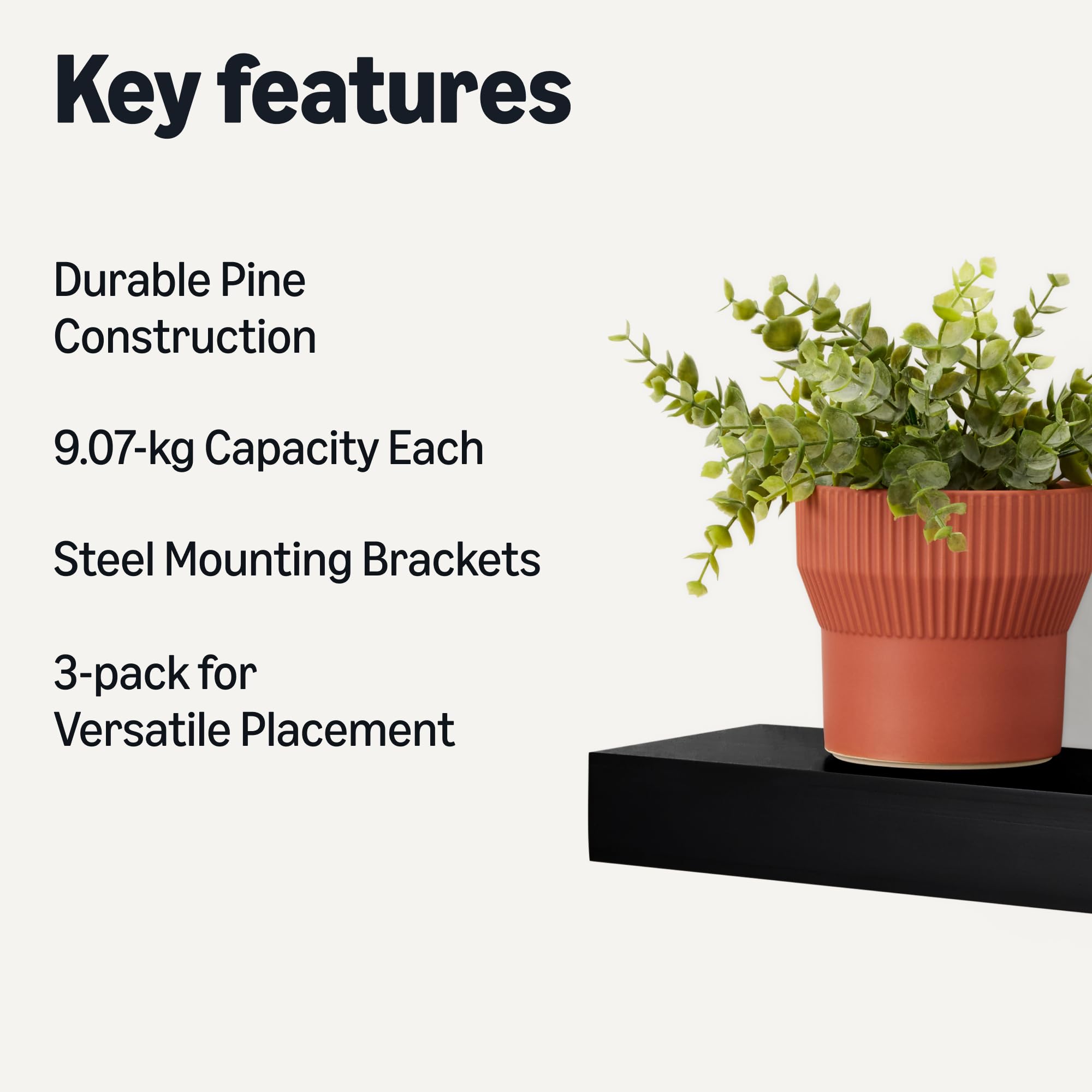 Amazon Basics close-up of pine grain and black finish highlighting durable look and texture