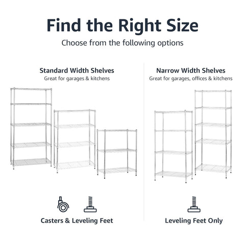 Amazon Basics shelves stocked with heavy items showing load capacity benefit