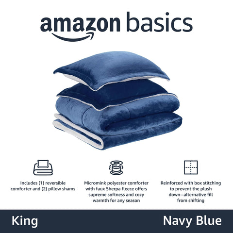 Amazon Basics Sherpa reverse close-up showing plush white fleece for added warmth