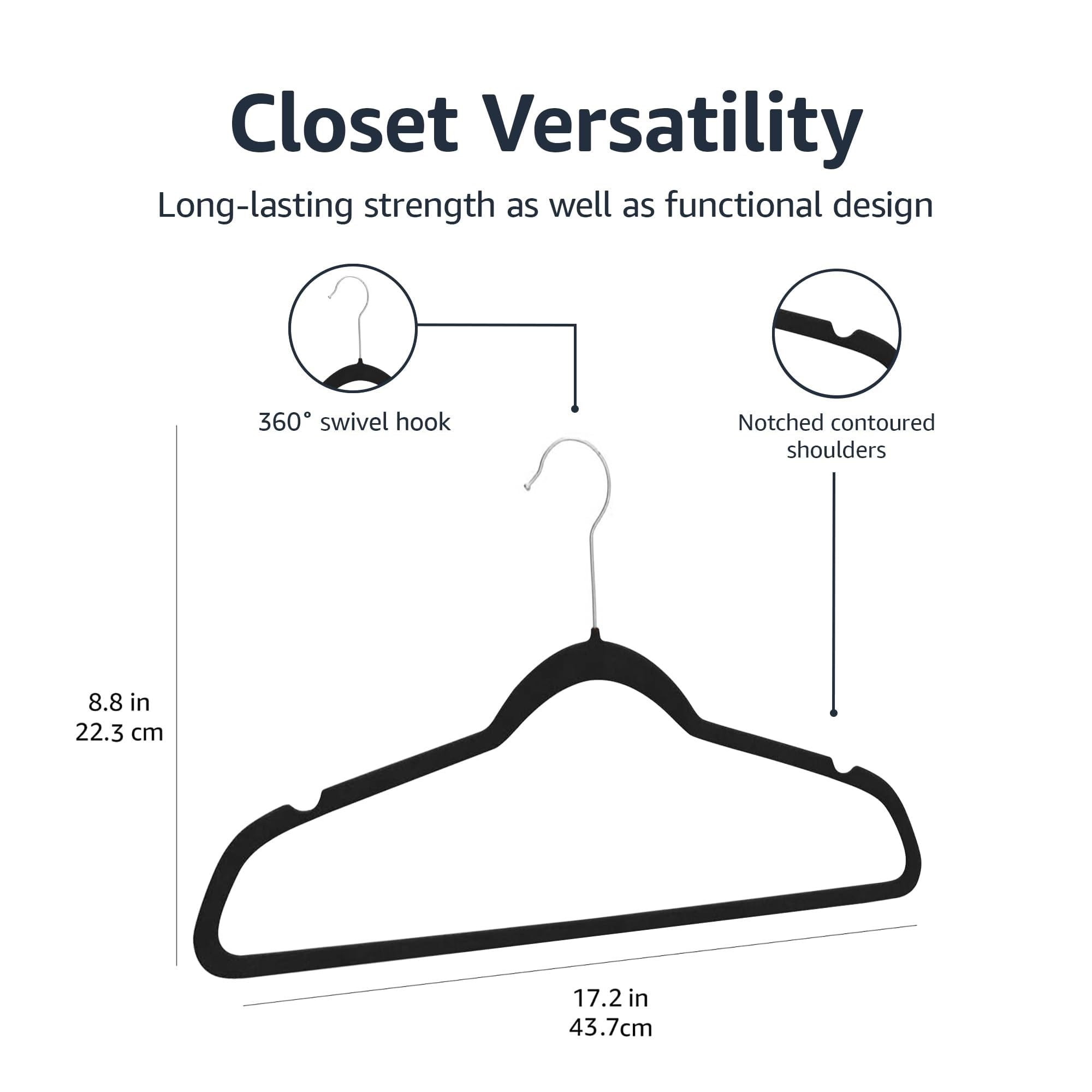 Amazon Basics hanger next to ruler showing slim 0.22-inch profile