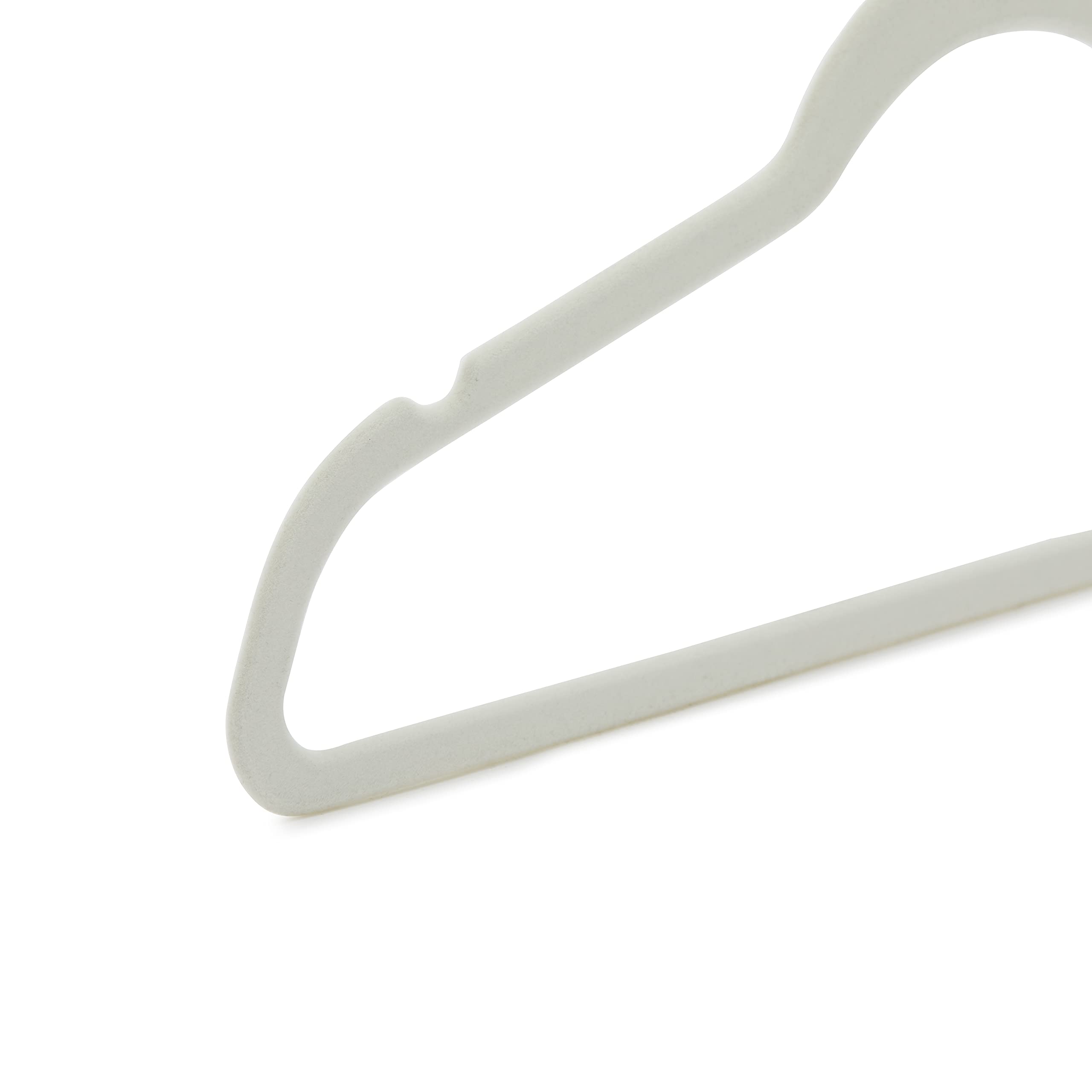 Amazon Basics hanger on rail next to garments showing space-saving capacity