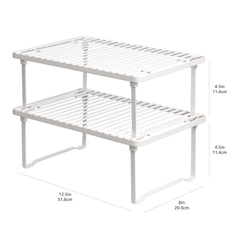 Amazon Basics shelf next to ruler showing compact dimensions benefit
