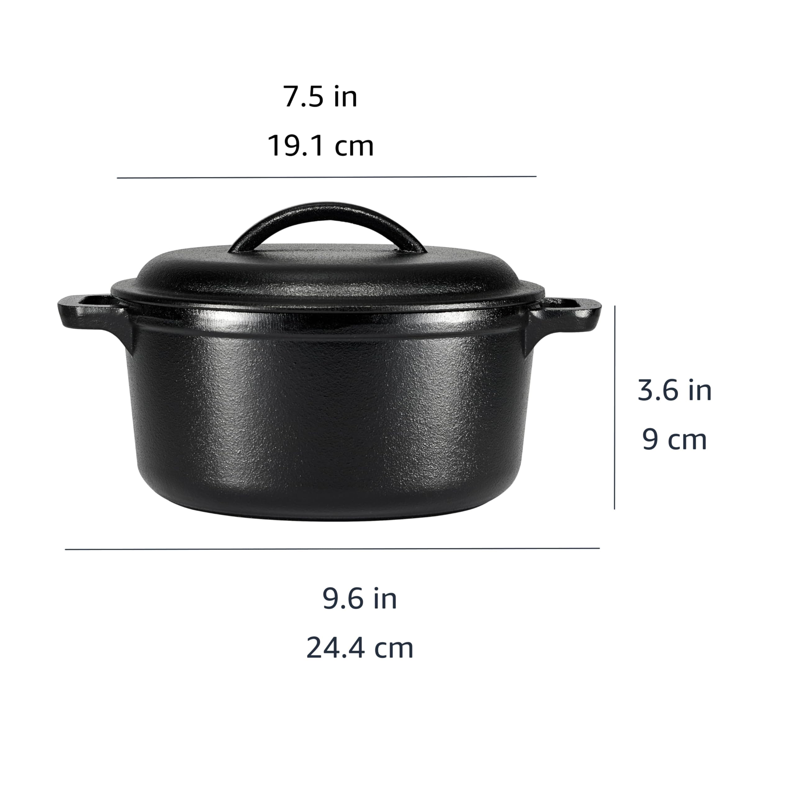 Amazon Basics size scale with utensil demonstrating 2-quart capacity benefit: perfect portions