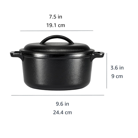 Amazon Basics size scale with utensil demonstrating 2-quart capacity benefit: perfect portions