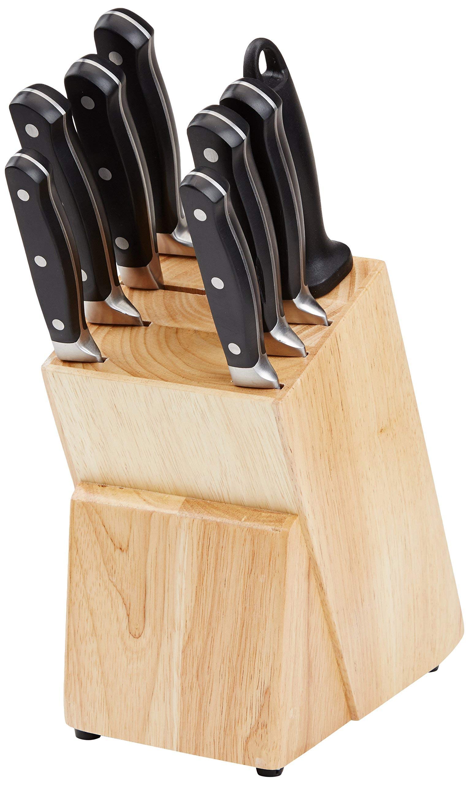 Amazon Basics slicing and bread knives cutting bread and roast to demonstrate clean slicing
