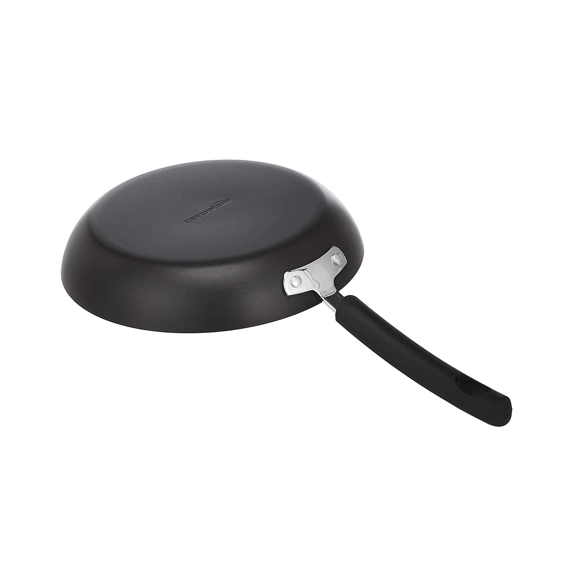 Amazon Basics handle detail with soft silicone grip for secure, cool-to-touch handling while cooking