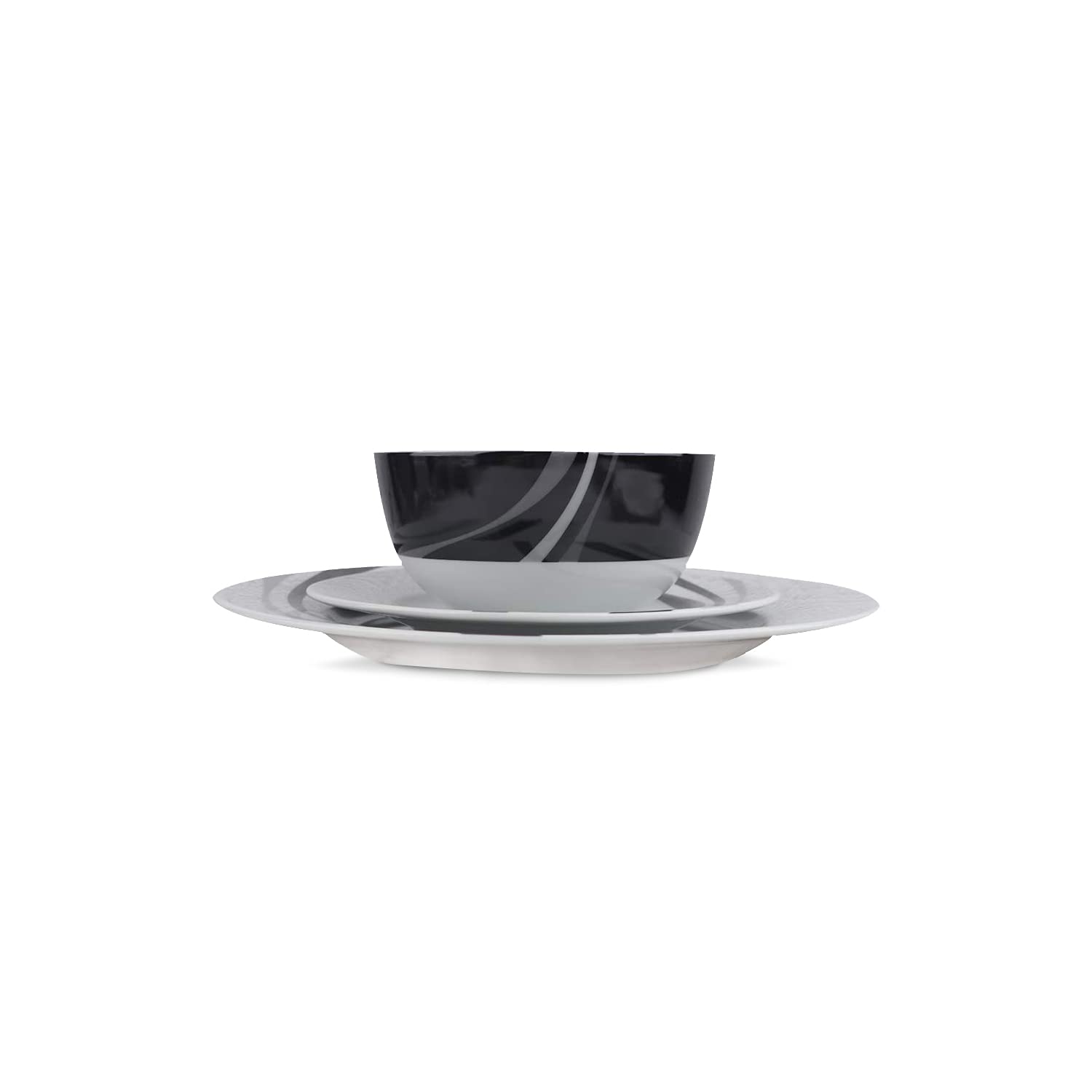 Amazon Basics Swirl set in use on table showing everyday elegance and practical styling benefit