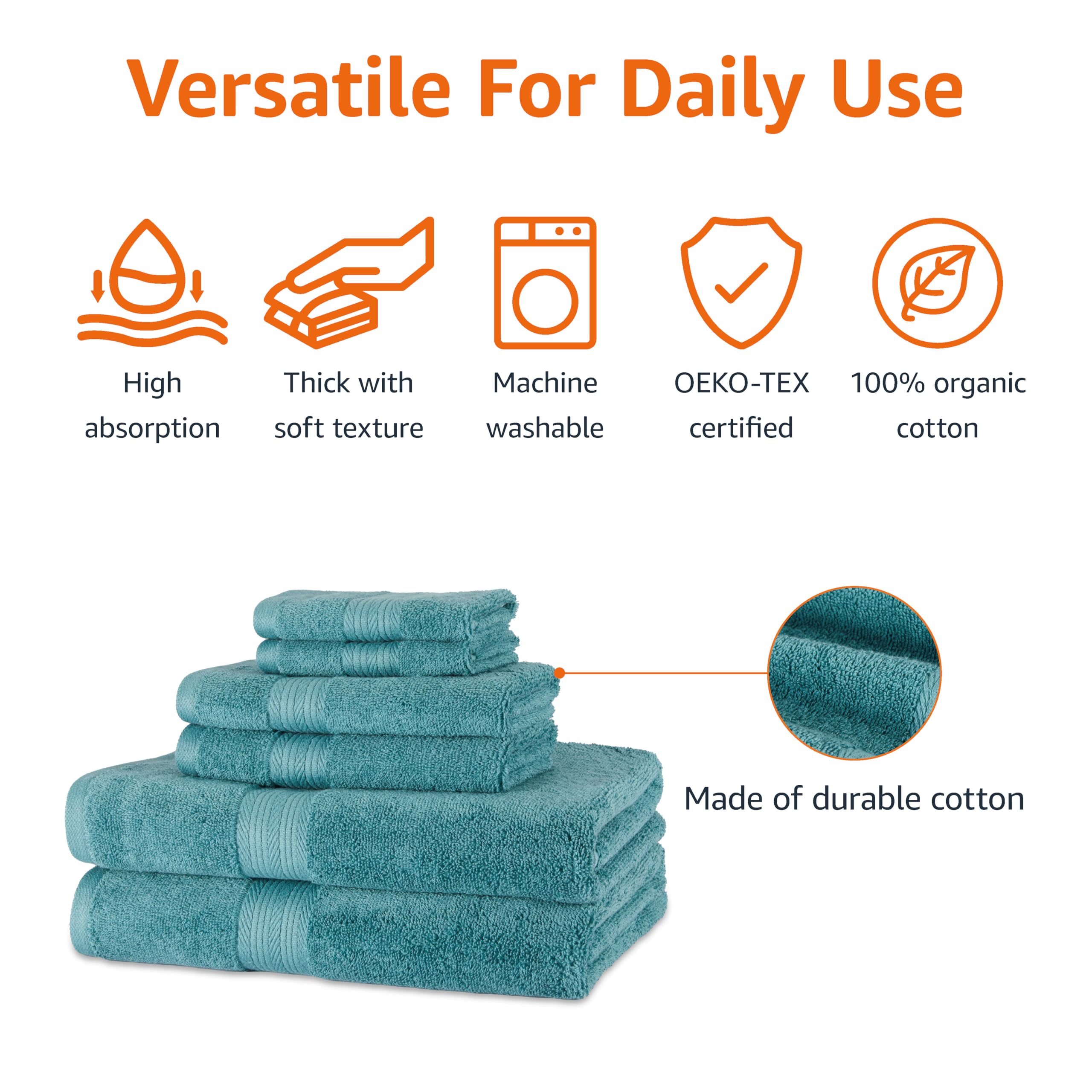 Amazon Basics close-up of cotton texture highlighting softness and absorbency