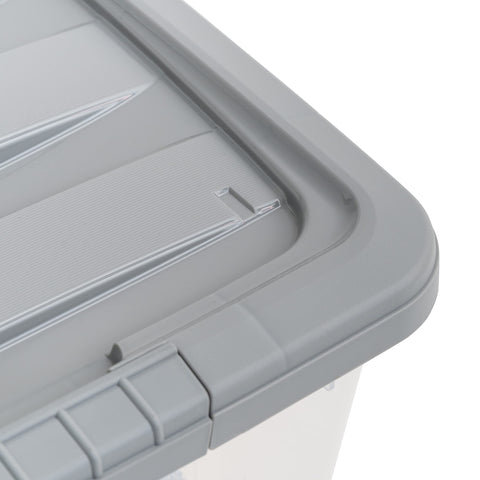 Amazon Basics bin slid under bed illustrating space-saving benefit