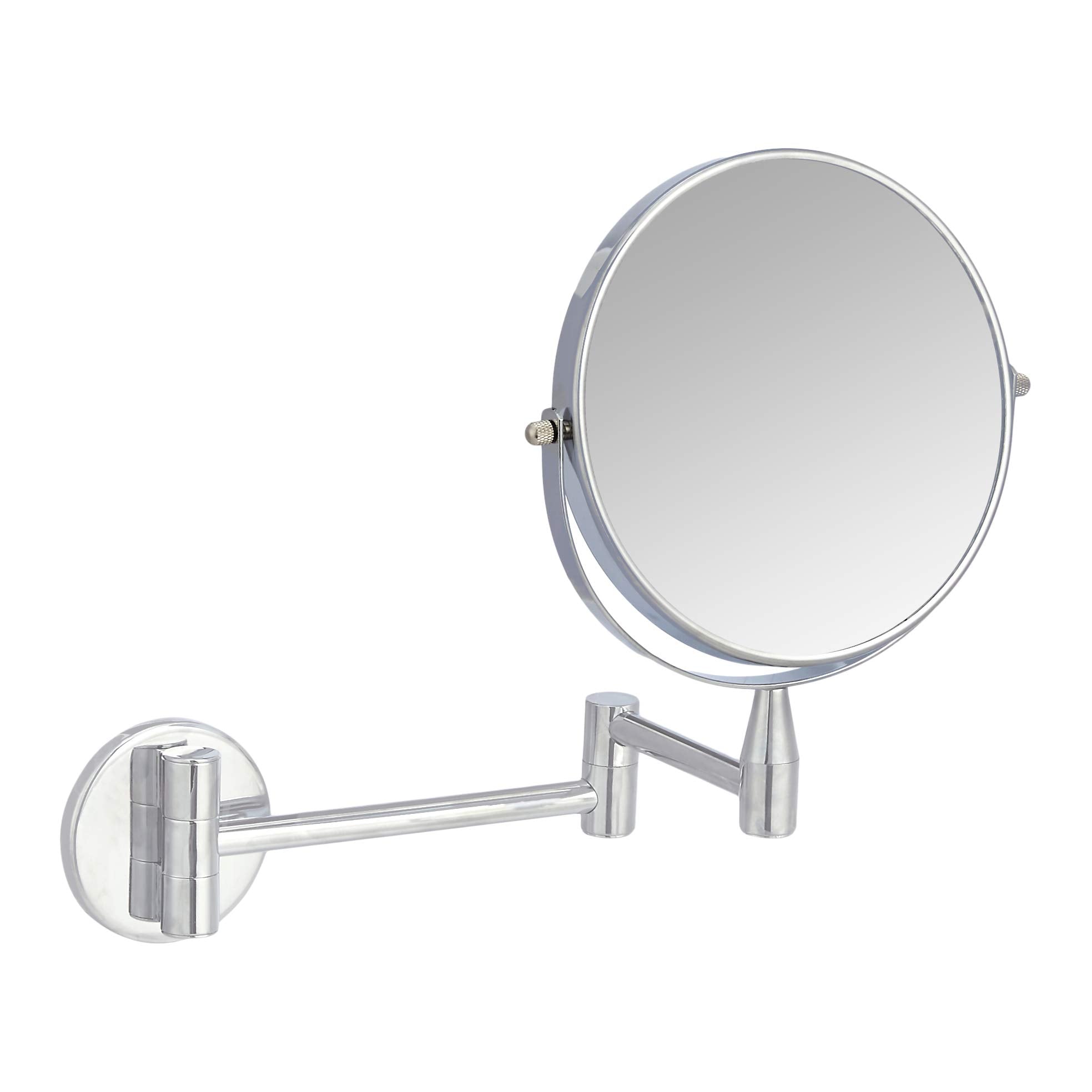Amazon Basics wall-mount front view showing mirror and chrome arm for space-saving use