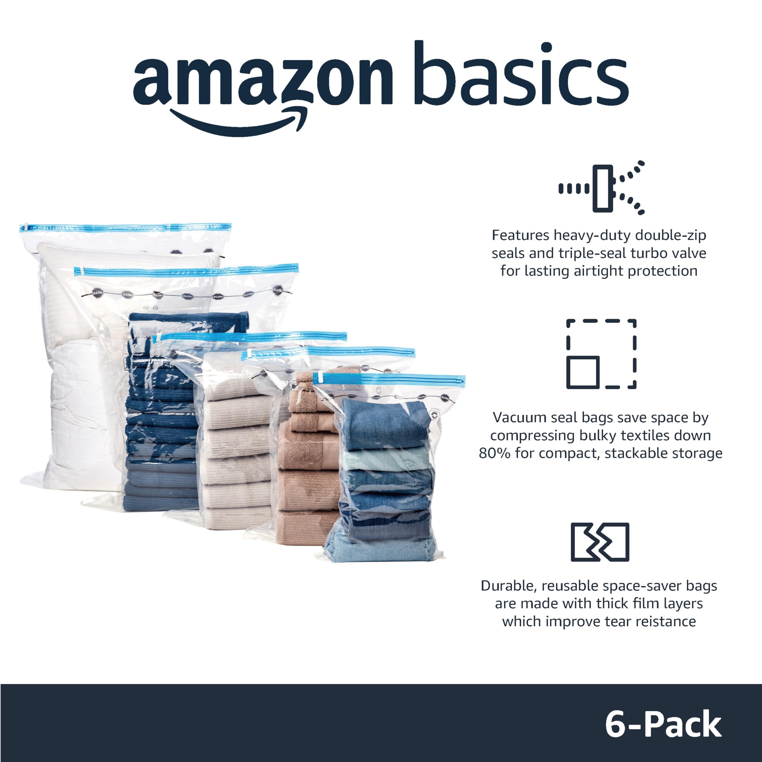 Amazon Basics close-up of heavy-duty double-zip seal protecting contents