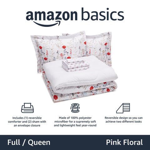 Amazon Basics close-up of microfiber comforter texture highlighting soft plush feel