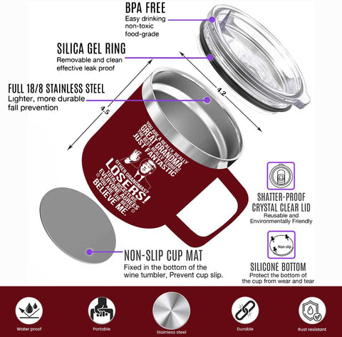 AMAZPRINTS leak-resistant lid detail demonstrating spill protection for travel