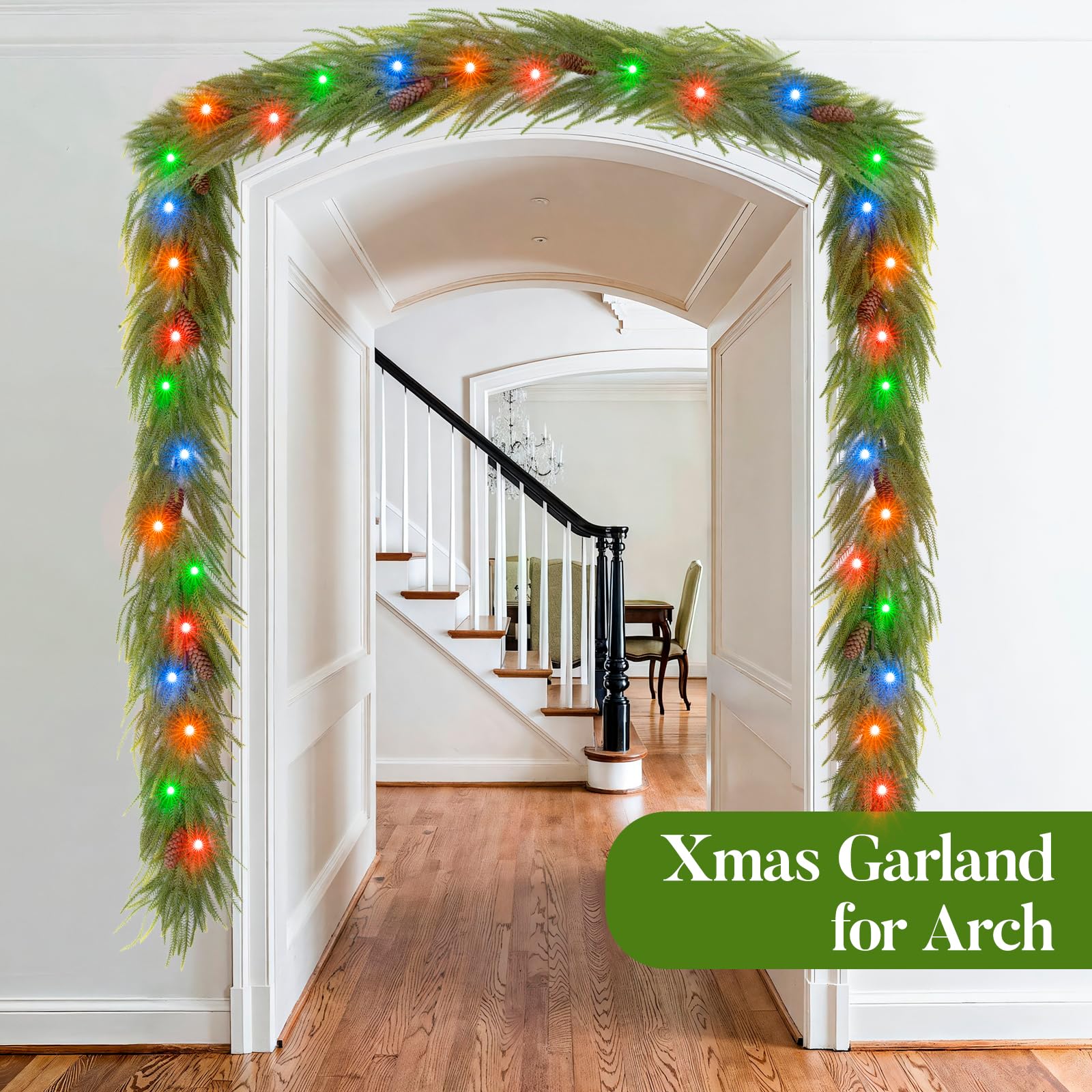 Amazqi garland next to ruler for scale, shows true nine-foot length
