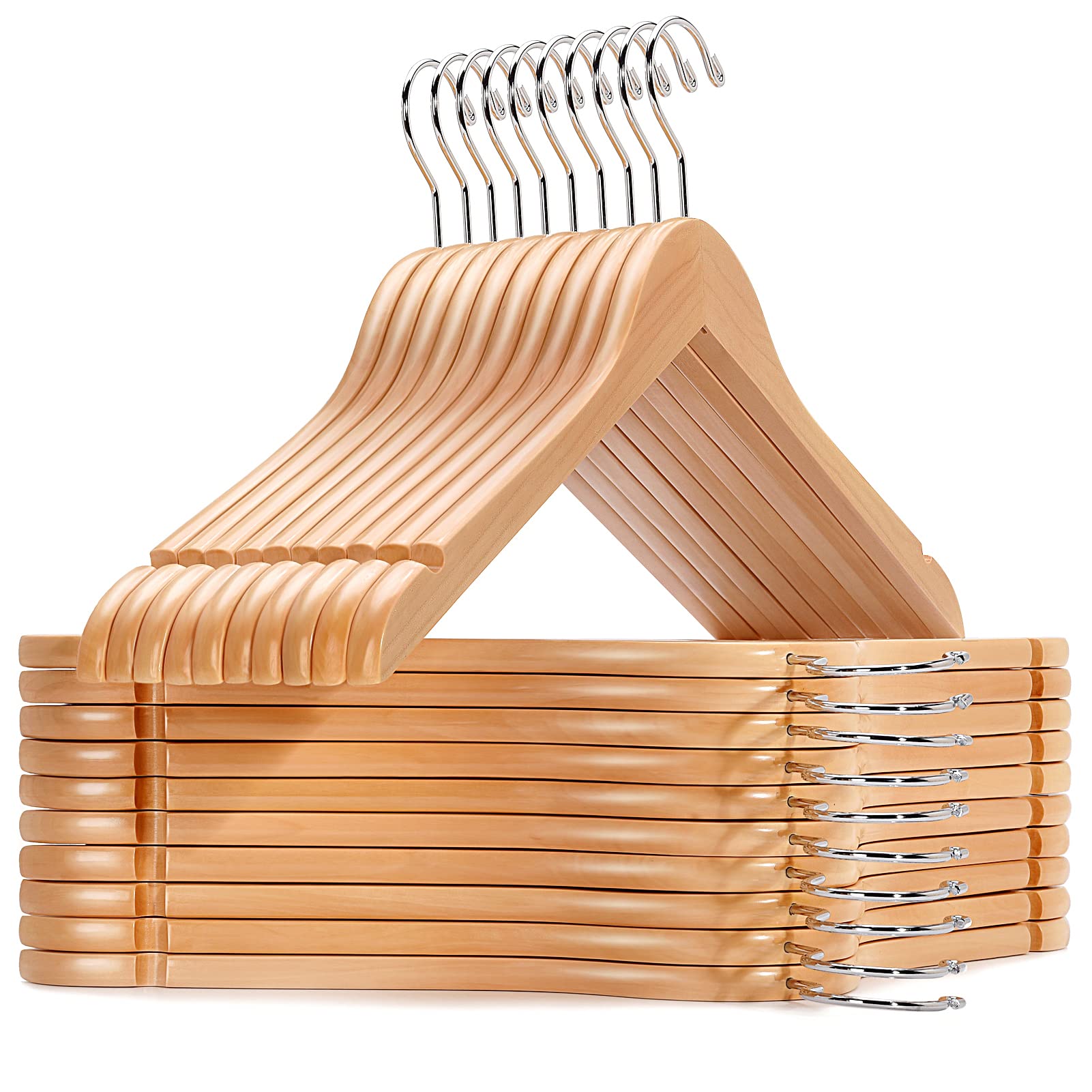 Amber Home front pack of 20 hangers showing neat closet benefit