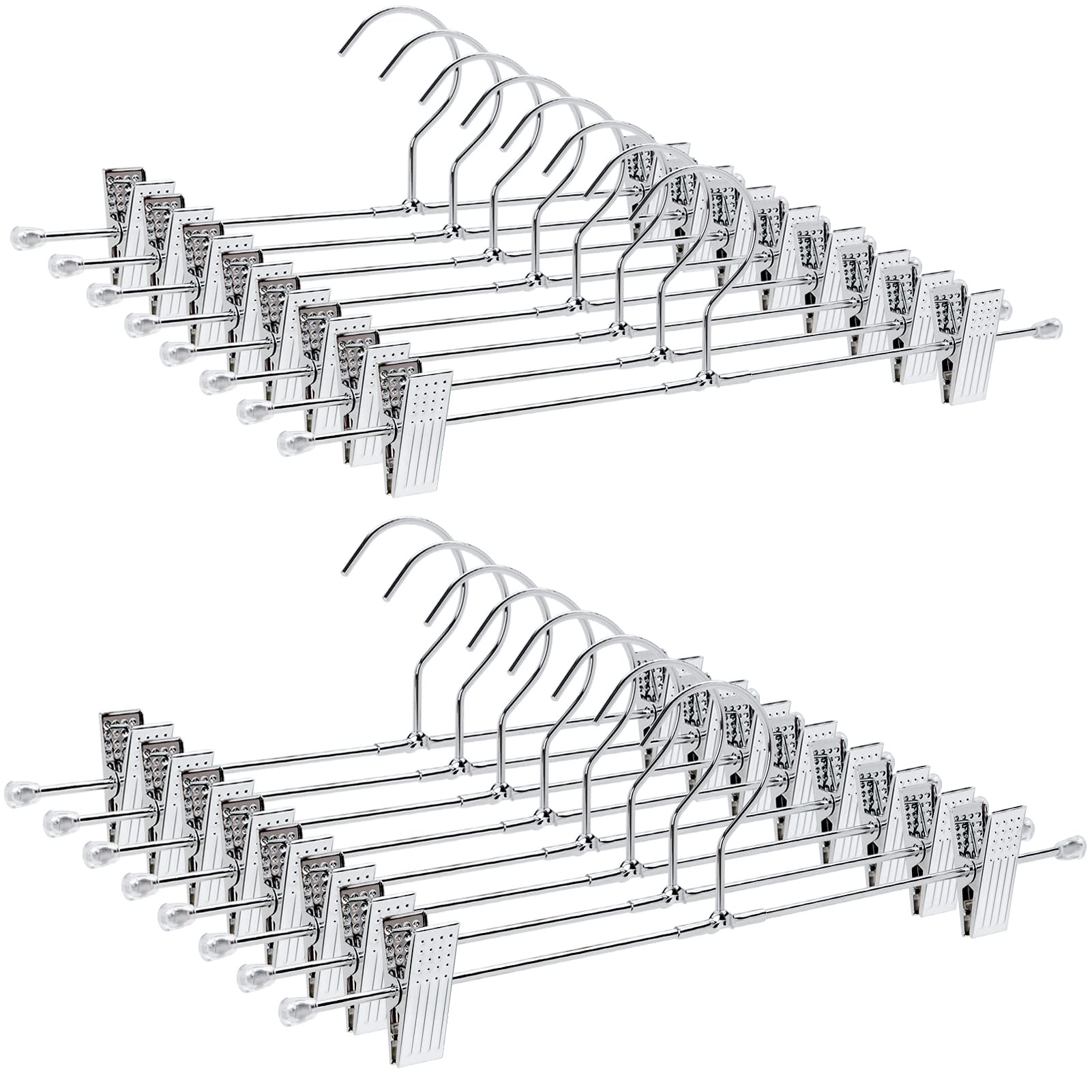 Amber Home front pack showing 50 chrome hangers, efficient closet upgrade