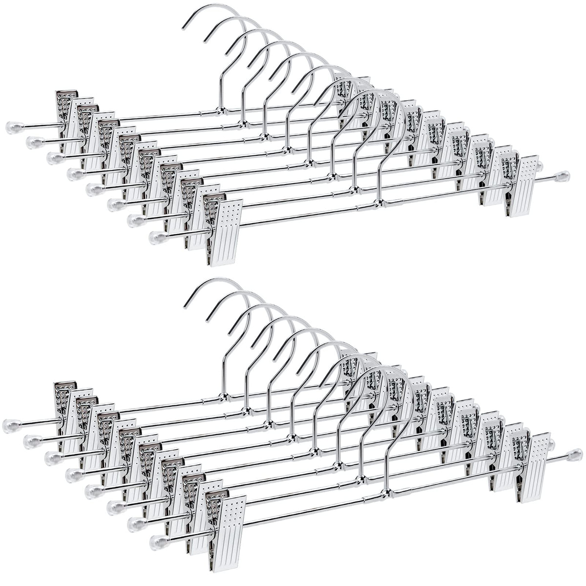 Amber Home front pack showing 50 chrome hangers, efficient closet upgrade