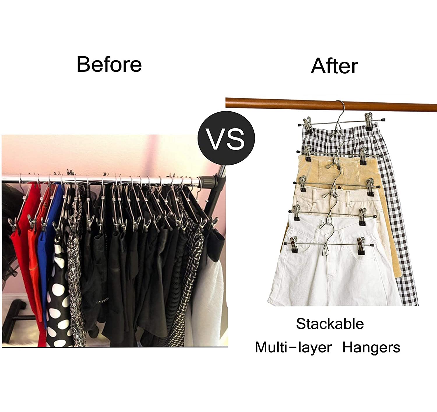 Amber Home hanger holding jeans and skirt demonstrating secure heavy-item support