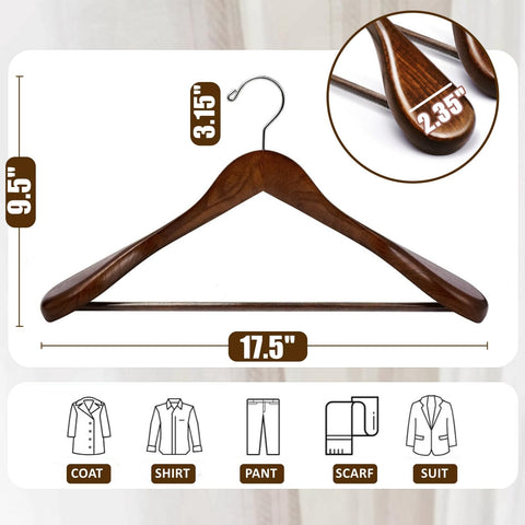 Amber Home close-up of extra-wide shoulder design preserving suit shape and preventing creases