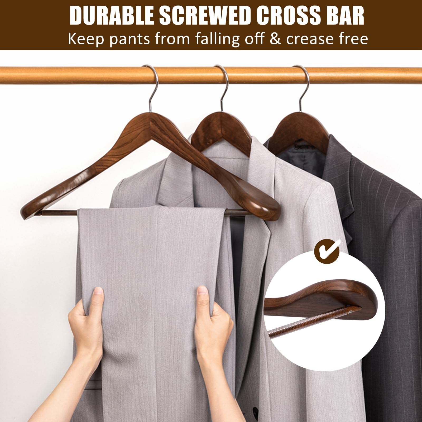 Amber Home wood grain and lacquer finish highlighting durable surface and refined closet look