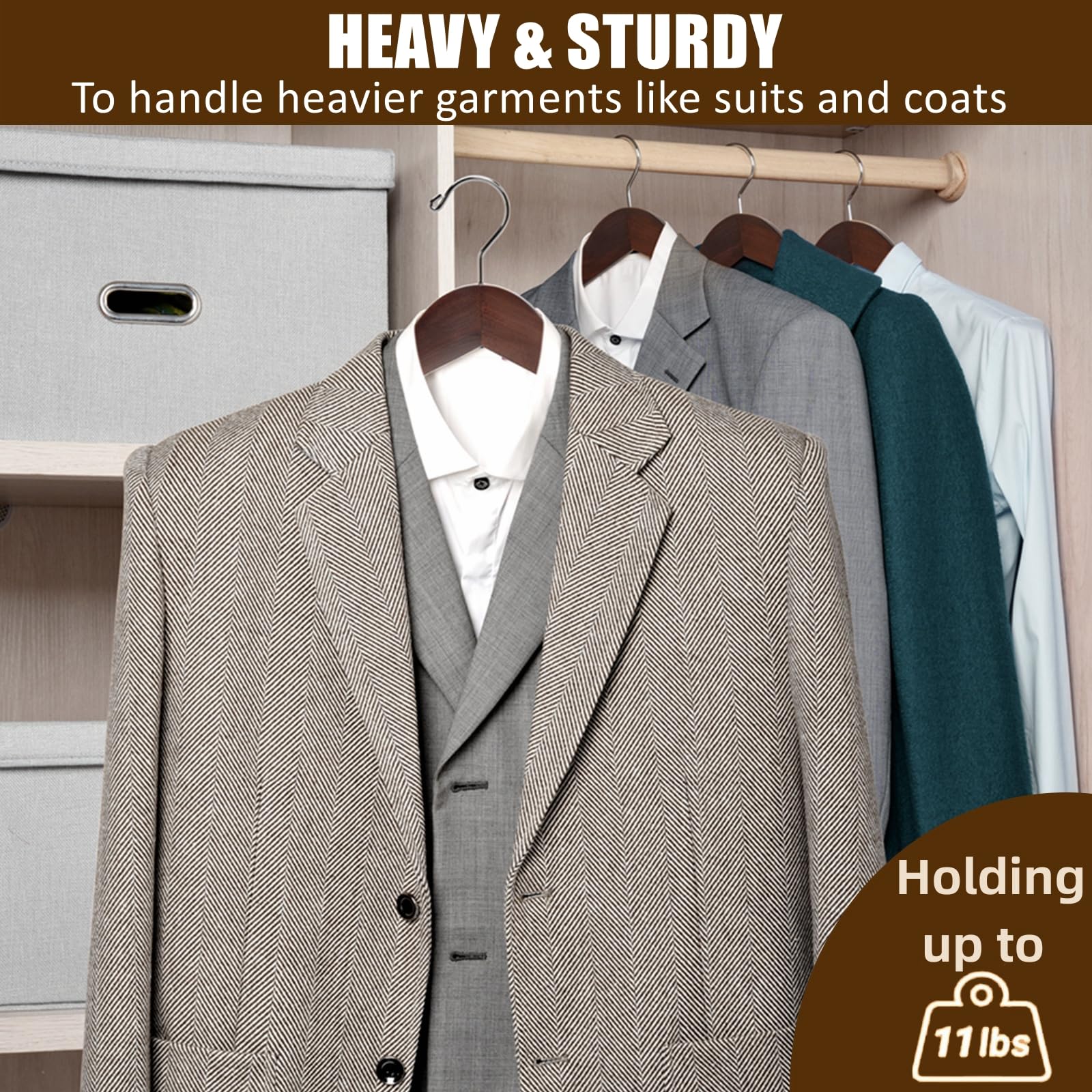 Amber Home multiple hangers neatly arranged in closet enhancing organization and presentation