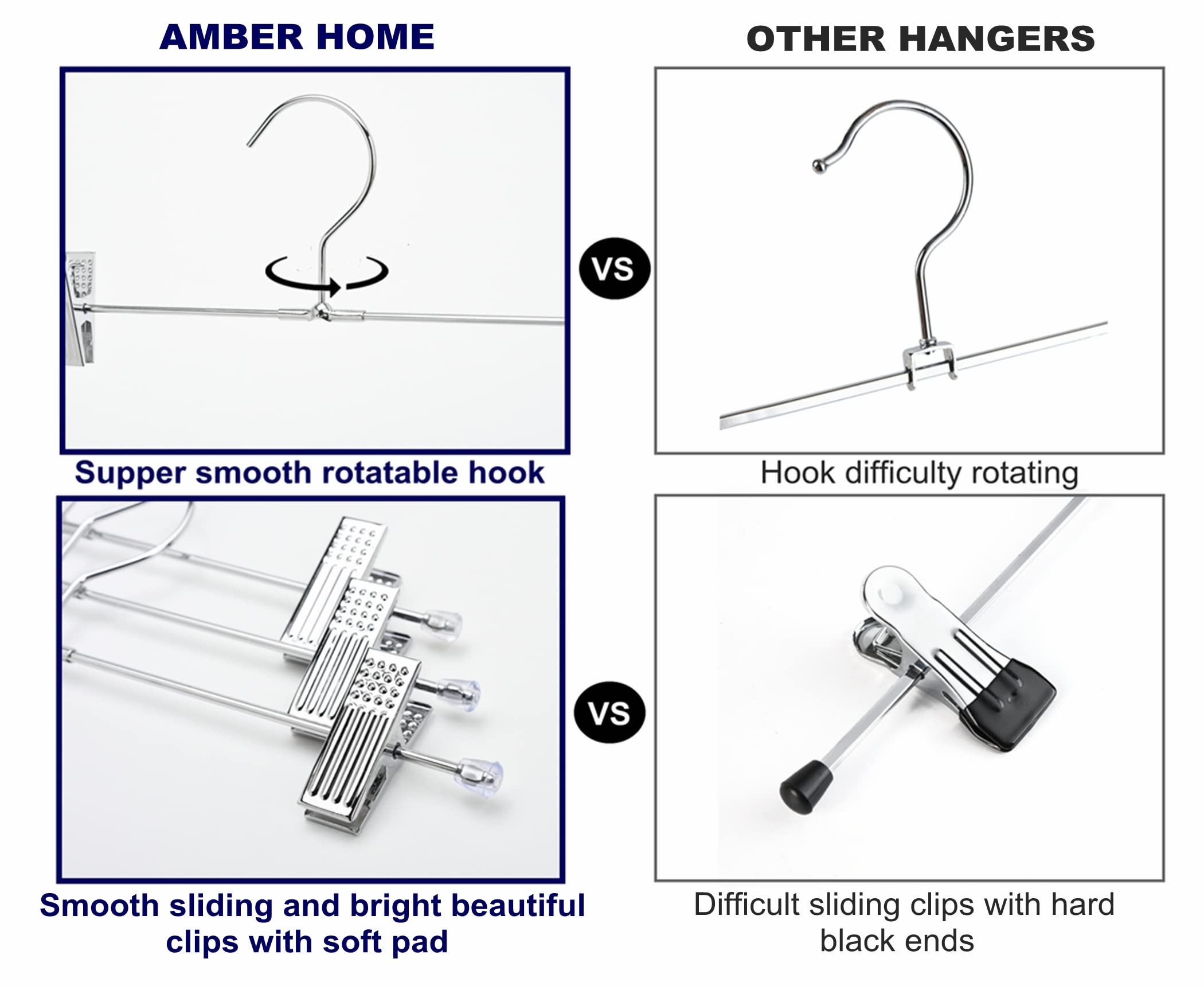 Amber Home swivel hook rotated 360 degrees, easy to reposition garments