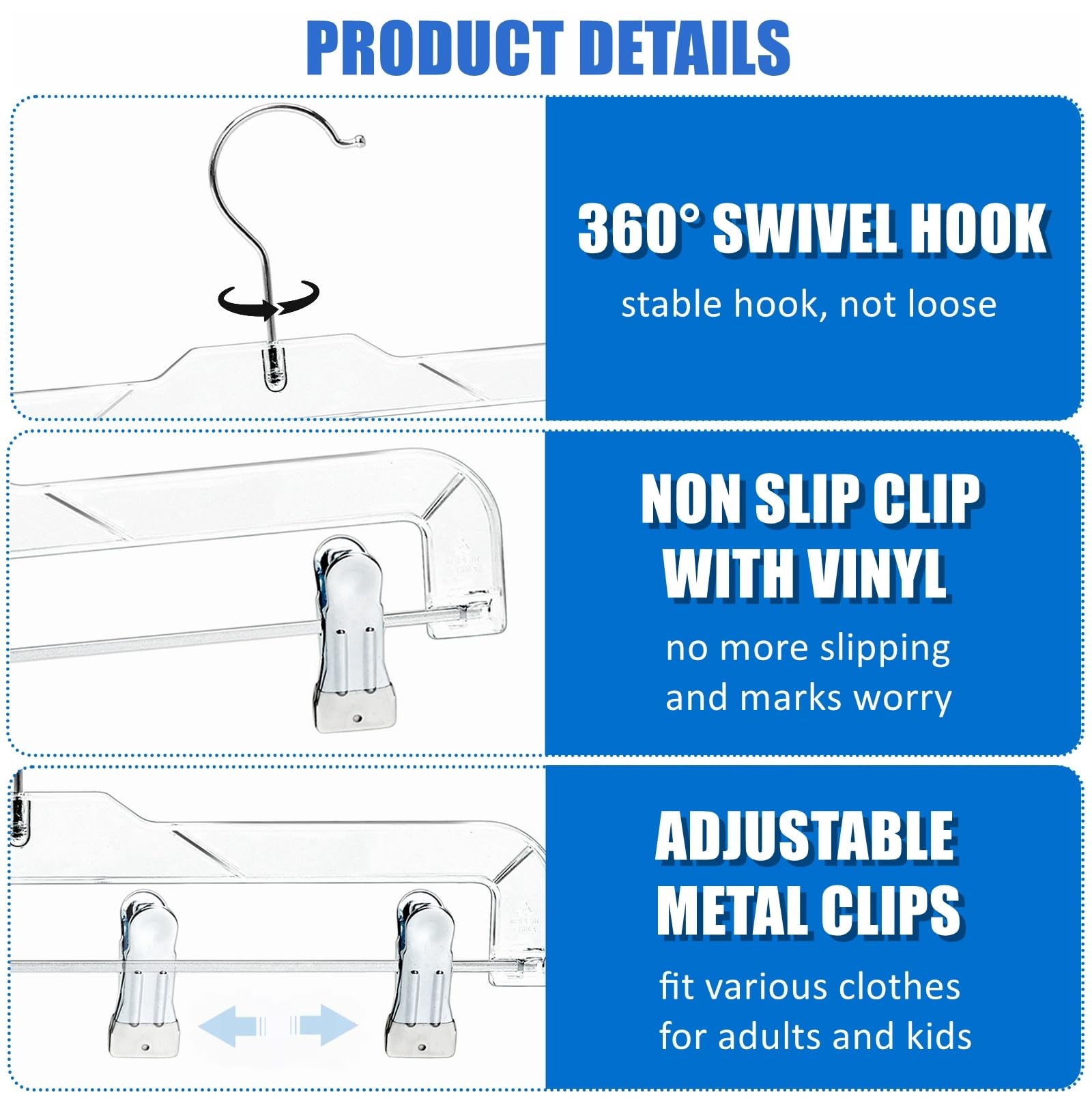 Amber Home rotating chrome hook detail for easy access