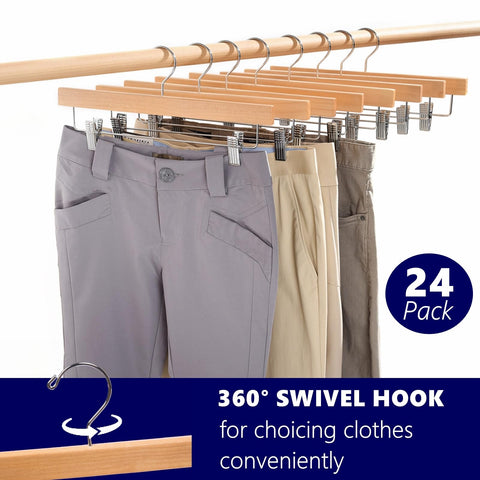 Amber Home hangers in use holding jeans to prevent creases and slipping
