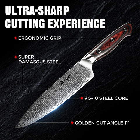 Ambertronix close-up of Damascus blade pattern highlighting precision and durability