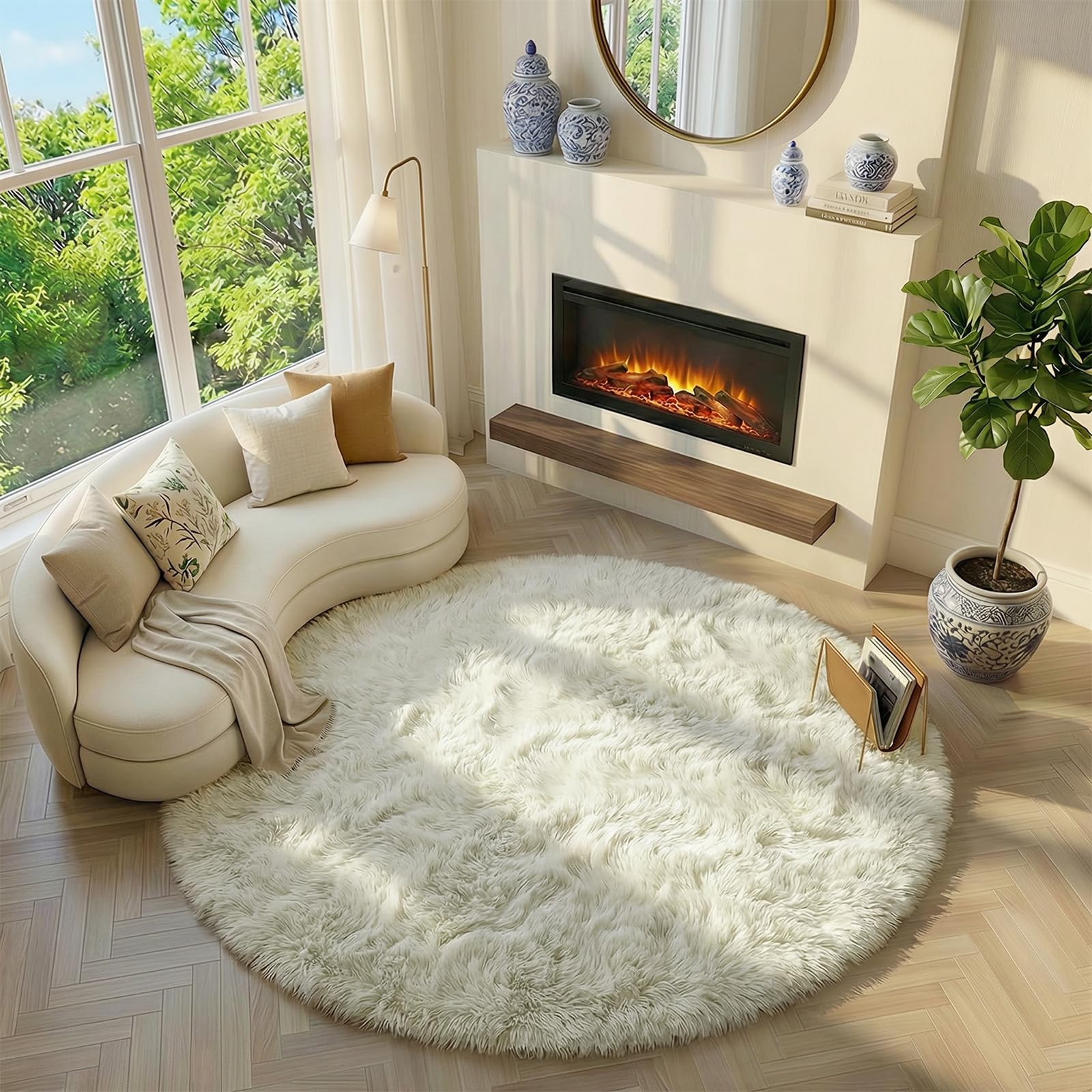Amdrebio styled in living room adding warmth and neutral decor benefit