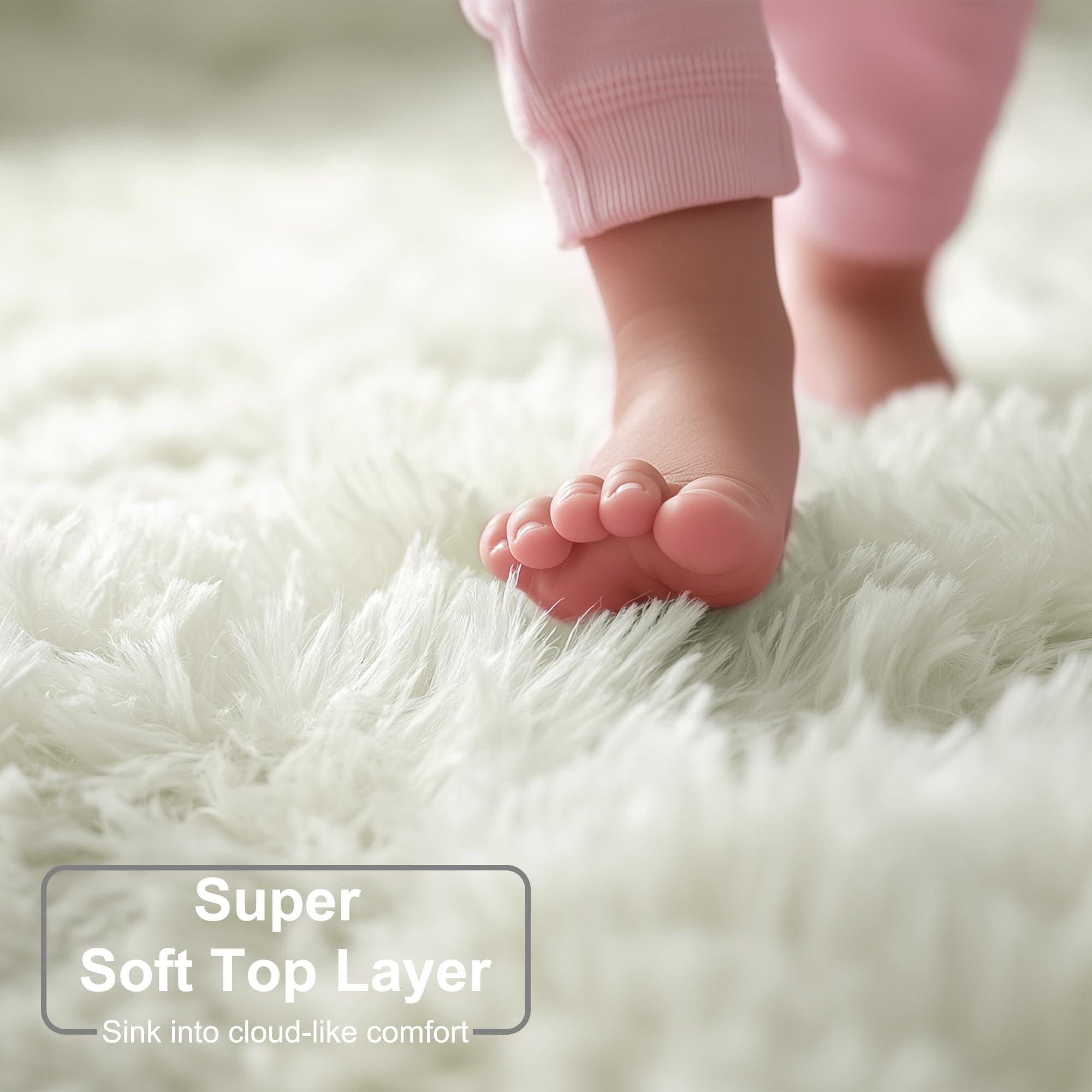Amdrebio close-up of plush pile texture for cushioned comfort benefit