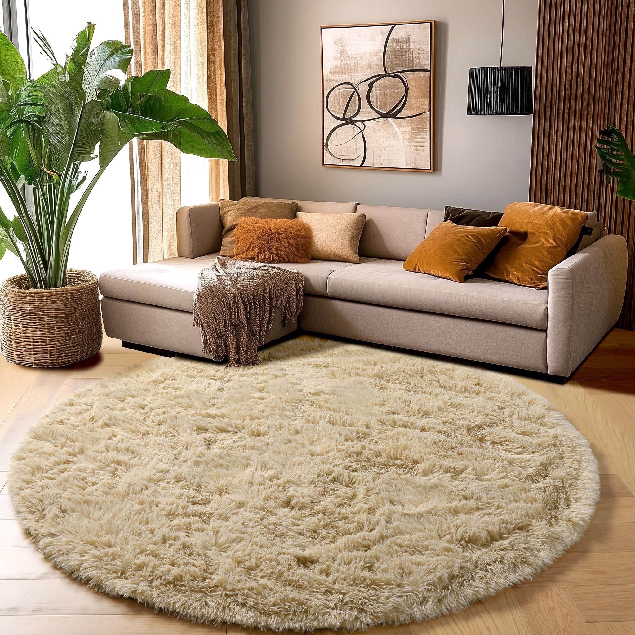 Amdrebio rug on wood floor shows true 4ft scale