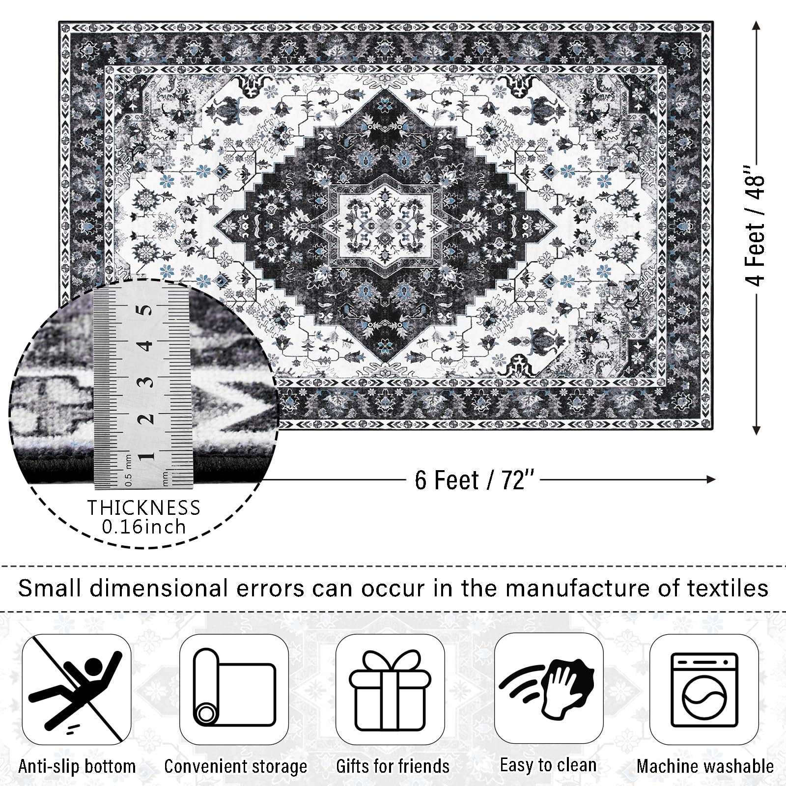 Amearea rug in washer-ready setup showing machine-washable convenience