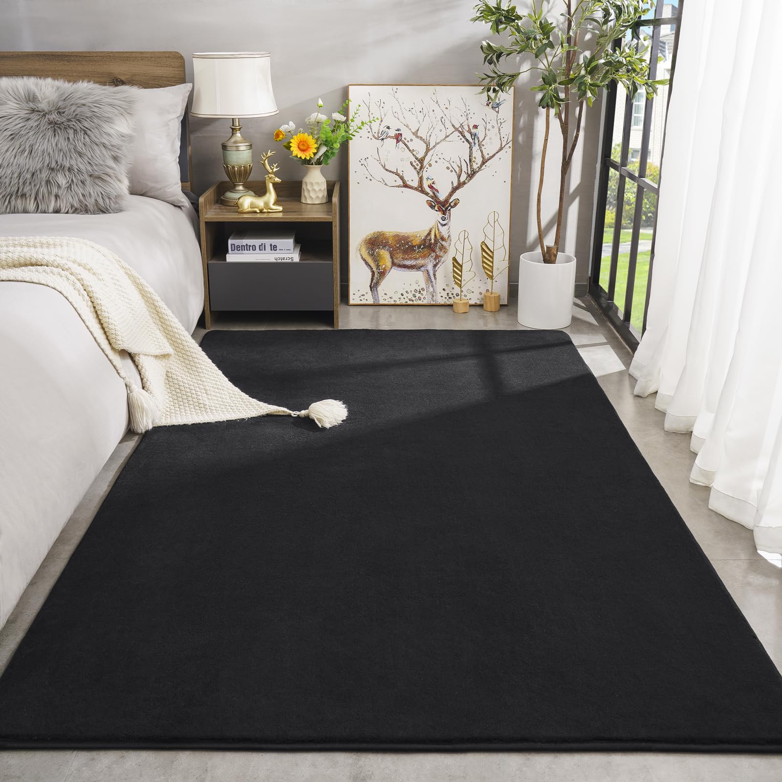 Amearea close-up of fluffy low-pile texture providing soft comfortable feet feeling