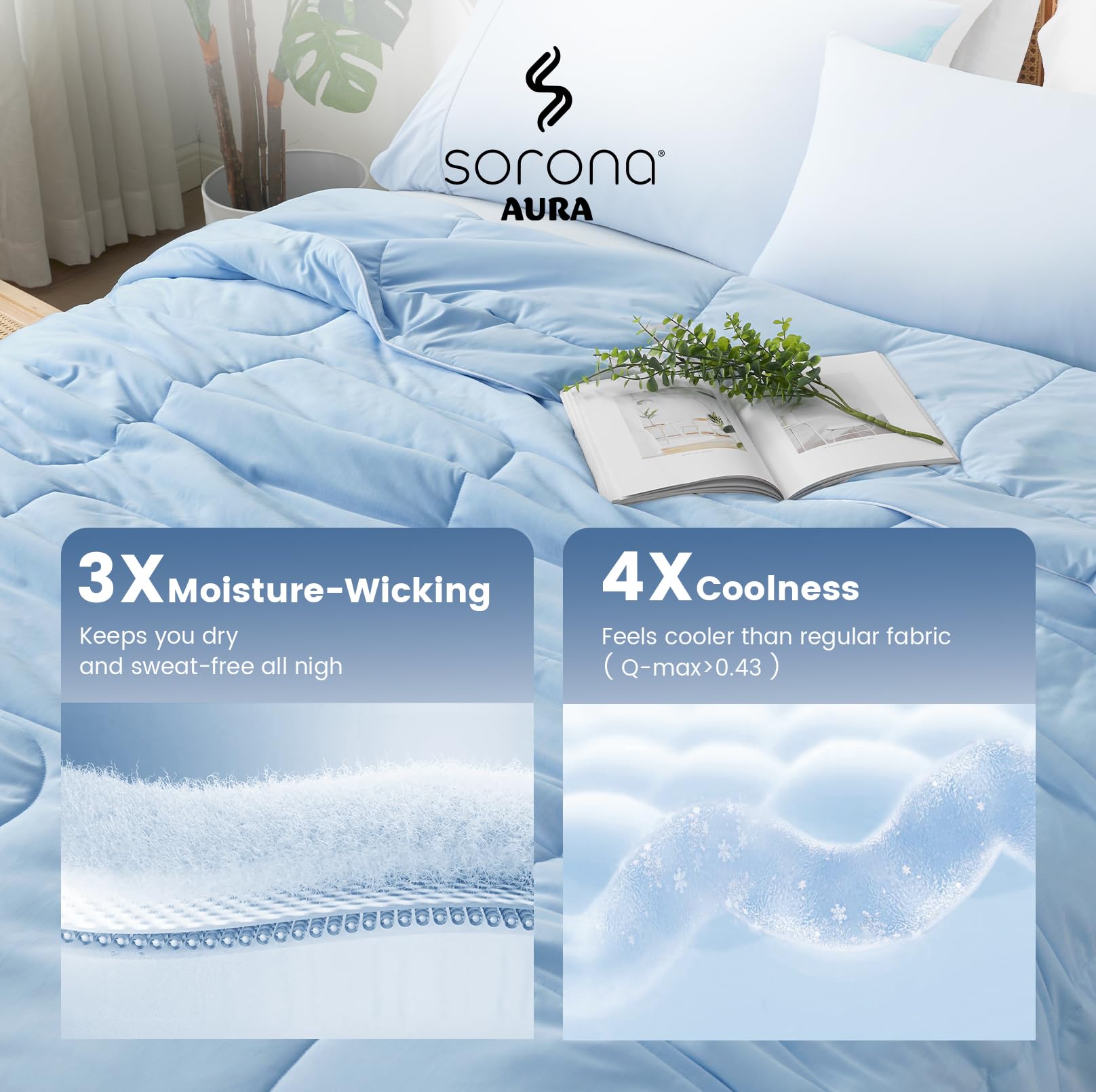 Amélie Home queen-size comforter styled on bed offering breathable night comfort