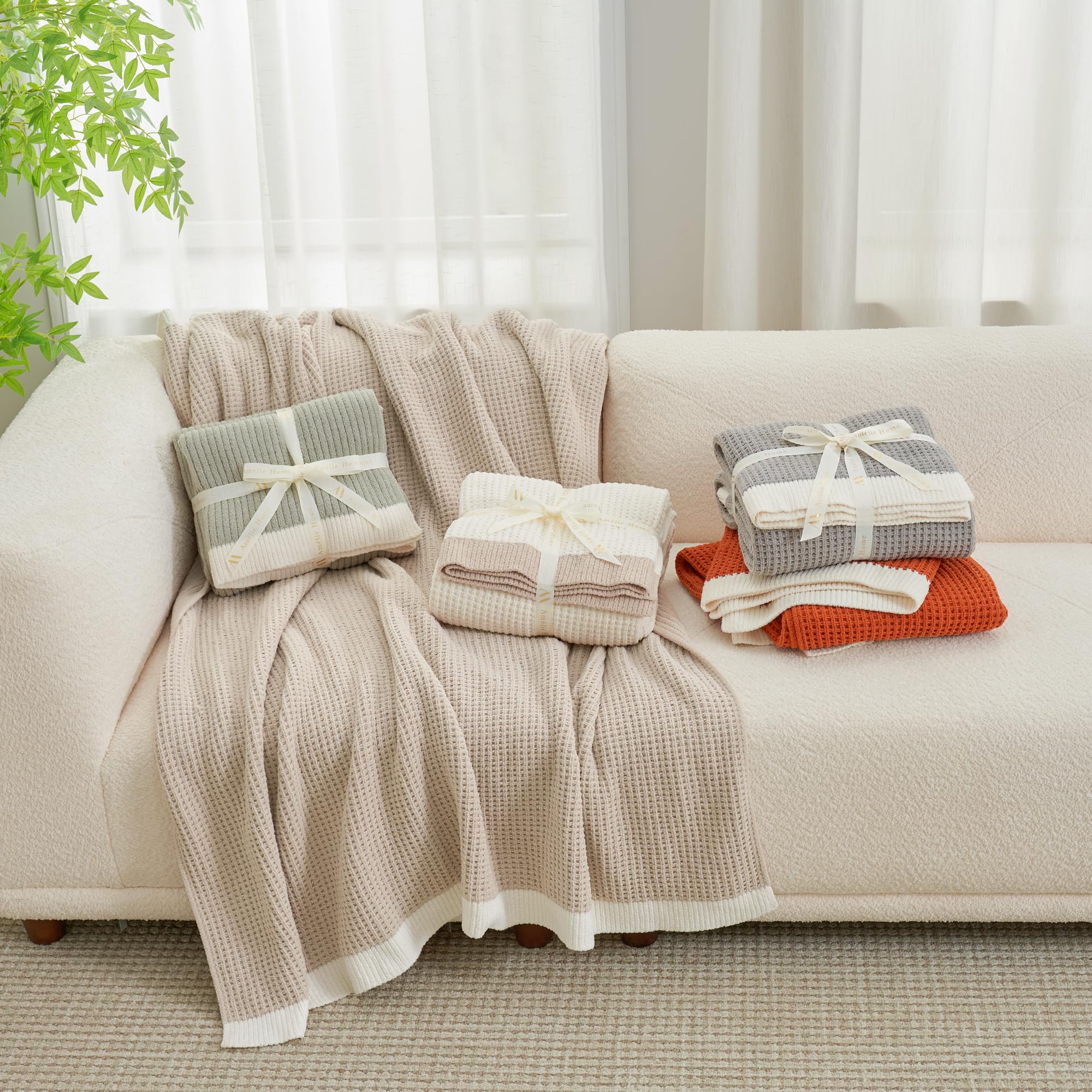 Amélie Home close-up waffle texture revealing plush chenille and breathable knit comfort