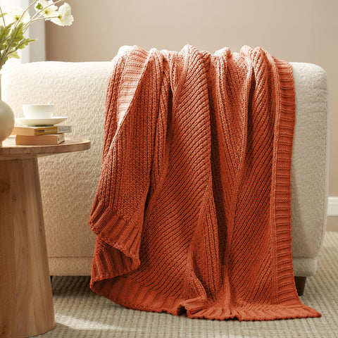 Amélie Home chevron pattern detail showing 3D knit texture and visual depth