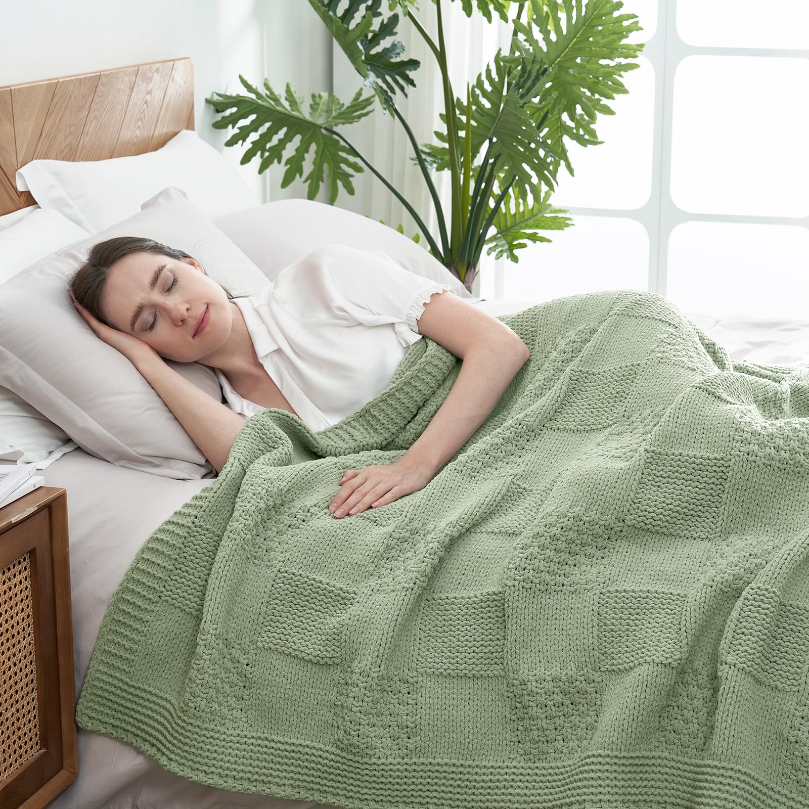 Amélie Home close-up of checkered knit texture highlighting plush feel