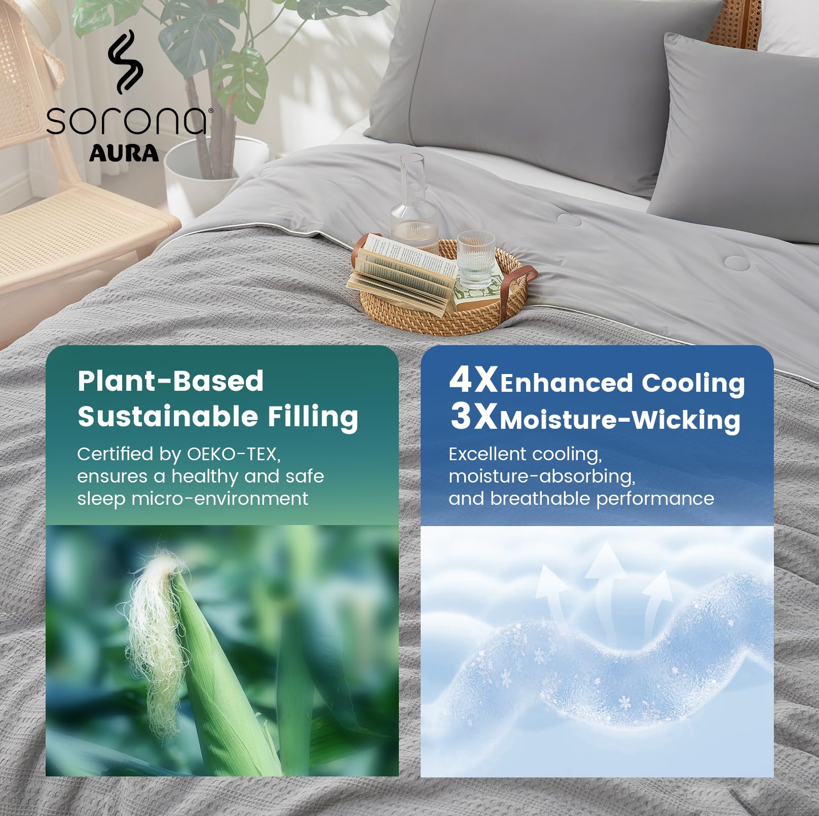 Amélie Home cooling fiber surface detail illustrating heat-dissipating material for reduced warmth