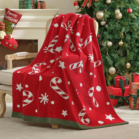 Amélie Home red throw front view shows festive look and cozy appeal