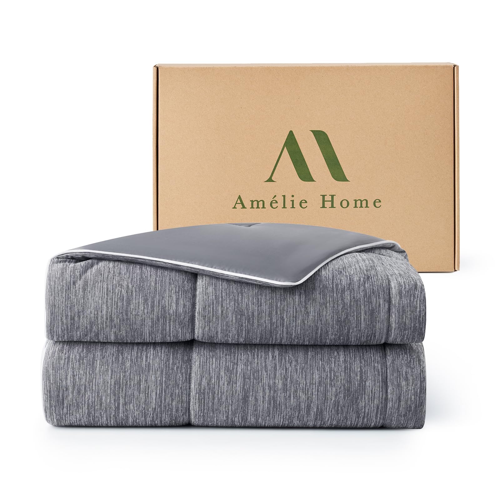 Amélie Home front view of queen comforter showing neat drape and cooling benefit