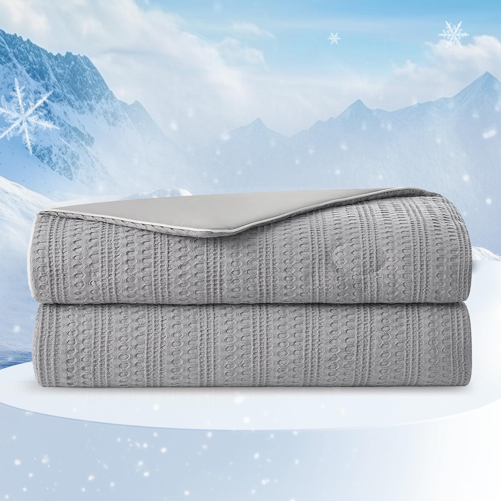 Amélie Home queen comforter front view showing cool gray color and modern style benefit: breathable comfort