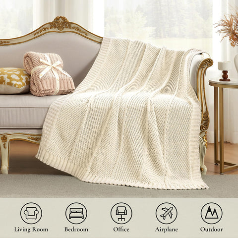 Amélie Home blanket beside a book showing scale and easy portability