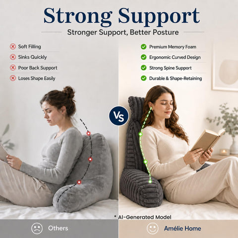 Amélie Home side profile highlighting the three-tier contoured support for better posture