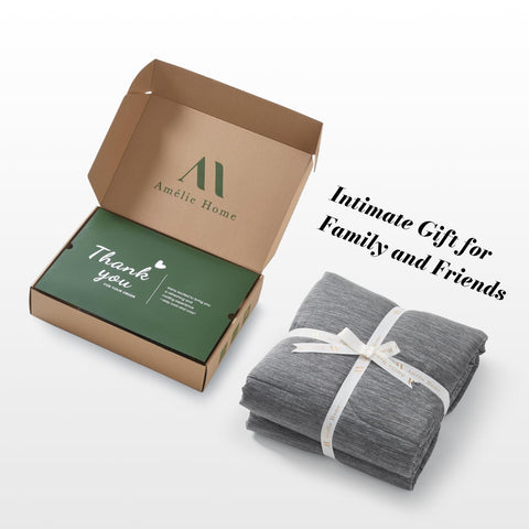 Amélie Home queen comforter on mattress showing generous coverage and fit