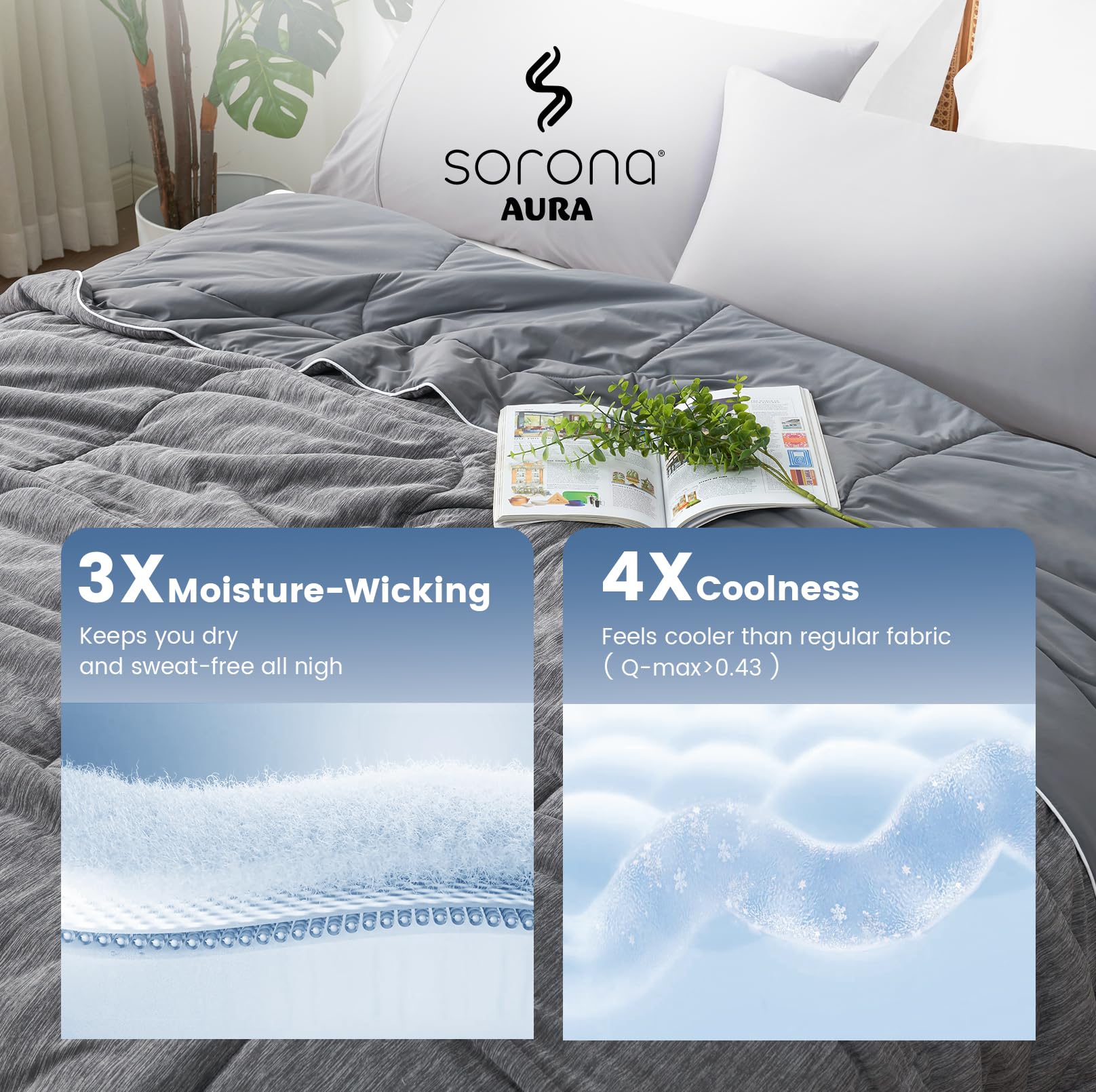 Amélie Home cross-section showing Sorona plant-based fill that wicks moisture